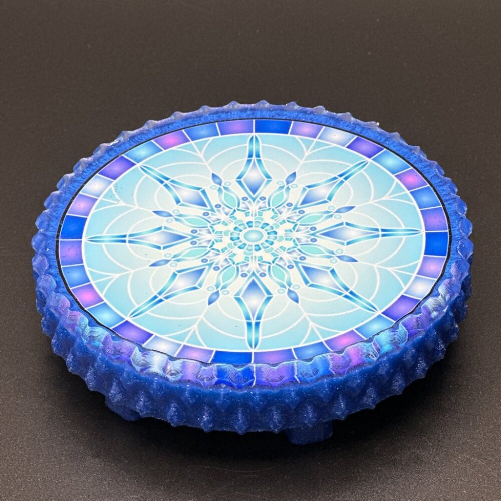 Ice Blue Mandala Diamond Edge Trinket Stand | Ring Stand | Jewelry Stand